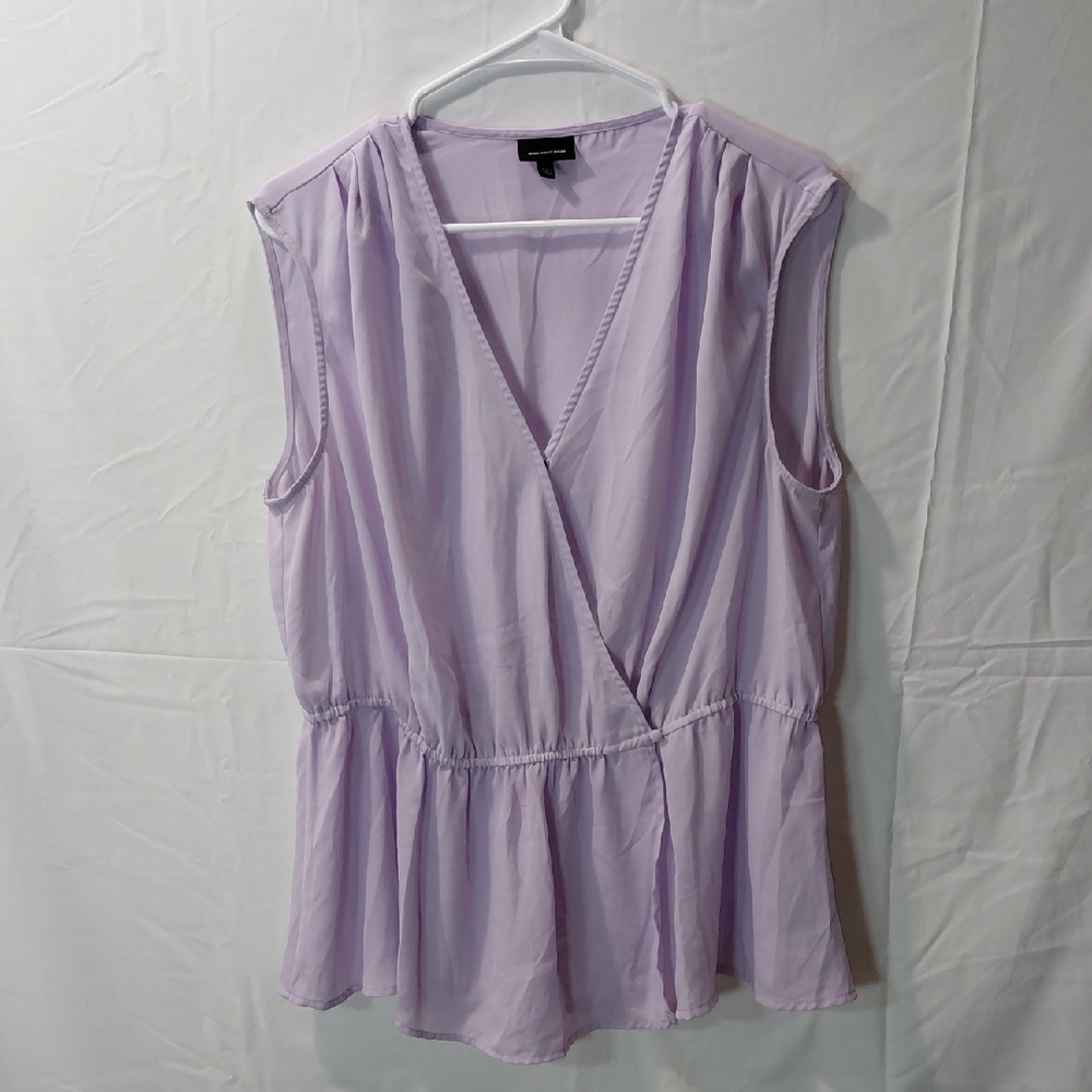Who What Wear Lavender Sleeveless Wrap Peplum Top